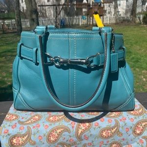 Coach blue leather handbag